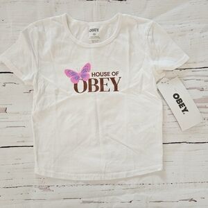 New House of Obey Women's White Crop Top Size XS